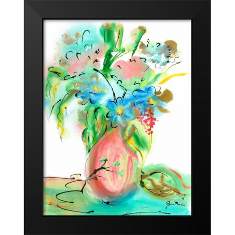 Flower Burst Vase II Black Modern Wood Framed Art Print by Minasian, Julia