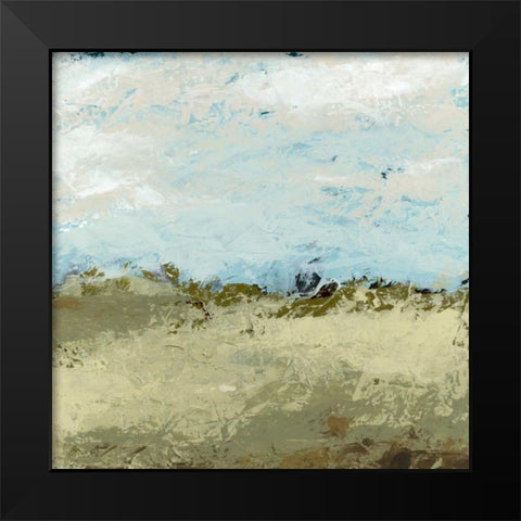 Green Fields I Black Modern Wood Framed Art Print by Vess, June Erica