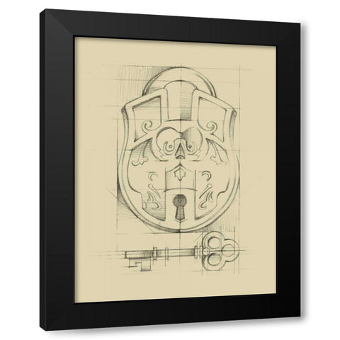 Vintage Padlock I Black Modern Wood Framed Art Print by Harper, Ethan