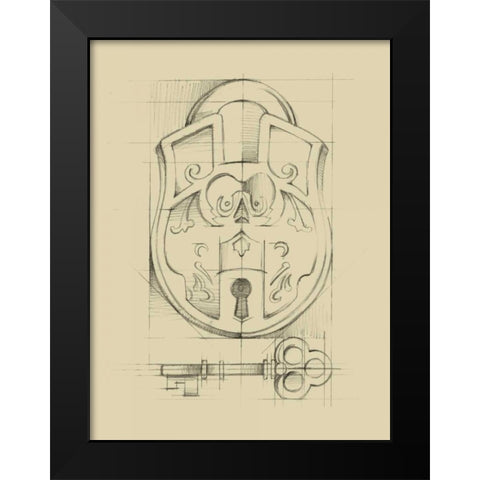 Vintage Padlock I Black Modern Wood Framed Art Print by Harper, Ethan