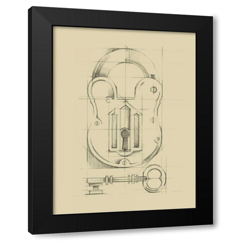 Vintage Padlock II Black Modern Wood Framed Art Print by Harper, Ethan