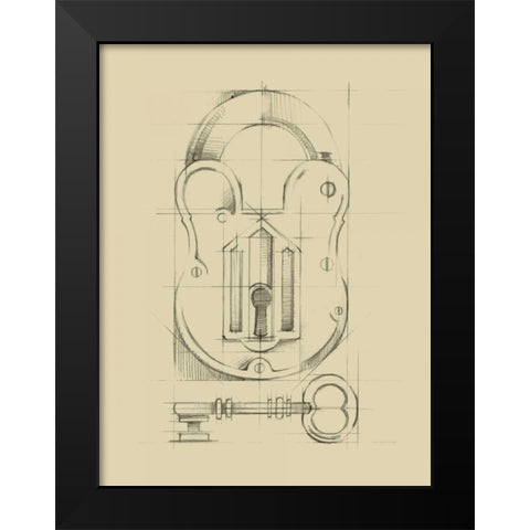 Vintage Padlock II Black Modern Wood Framed Art Print by Harper, Ethan