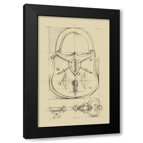 Vintage Padlock III Black Modern Wood Framed Art Print by Harper, Ethan