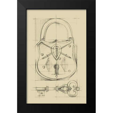 Vintage Padlock III Black Modern Wood Framed Art Print by Harper, Ethan