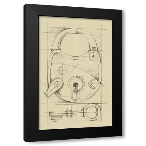 Vintage Padlock IV Black Modern Wood Framed Art Print by Ethan Harper