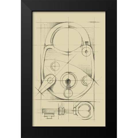 Vintage Padlock IV Black Modern Wood Framed Art Print by Ethan Harper