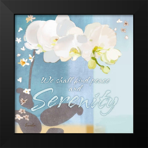 Blue Floral Inspiration I Black Modern Wood Framed Art Print by Evelia Designs