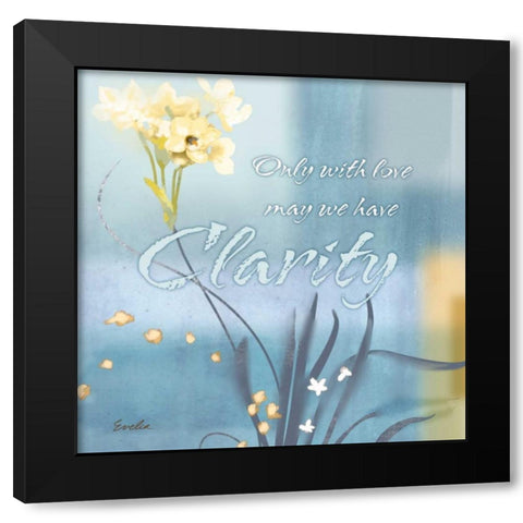 Blue Floral Inspiration II Black Modern Wood Framed Art Print by Evelia Designs