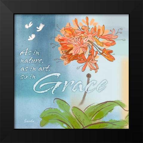 Blue Floral Inspiration III Black Modern Wood Framed Art Print by Evelia Designs