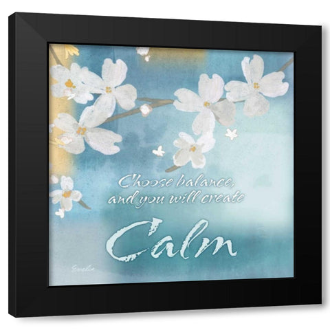 Blue Floral Inspiration IV Black Modern Wood Framed Art Print by Evelia Designs