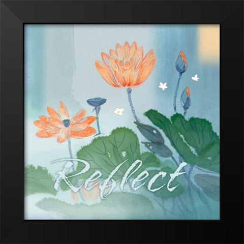 Blue Floral Inspiration V Black Modern Wood Framed Art Print by Evelia Designs