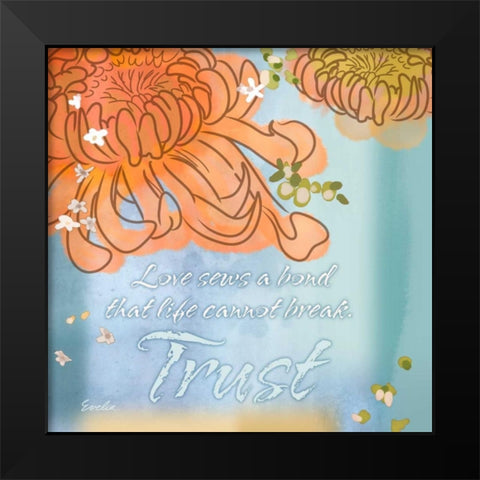 Blue Floral Inspiration VI Black Modern Wood Framed Art Print by Evelia Designs