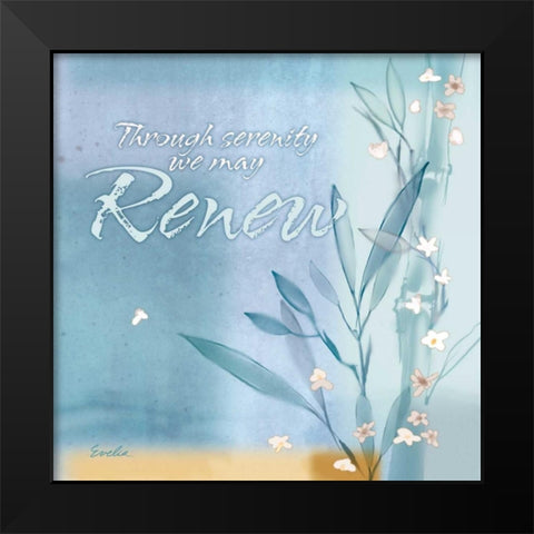 Blue Floral Inspiration VII Black Modern Wood Framed Art Print by Evelia Designs