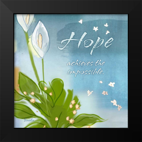 Blue Floral Inspiration IX Black Modern Wood Framed Art Print by Evelia Designs