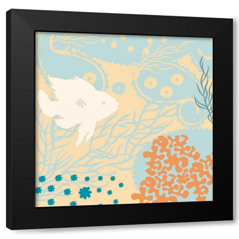 Junes Fish I Black Modern Wood Framed Art Print by Evelia Designs