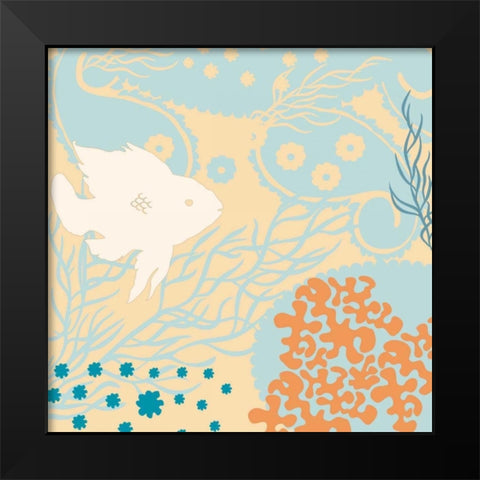 Junes Fish I Black Modern Wood Framed Art Print by Evelia Designs