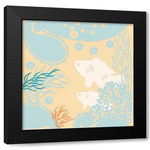 Junes Fish II Black Modern Wood Framed Art Print by Evelia Designs