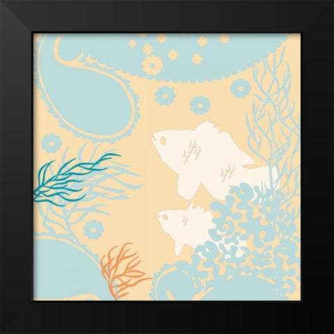 Junes Fish II Black Modern Wood Framed Art Print by Evelia Designs