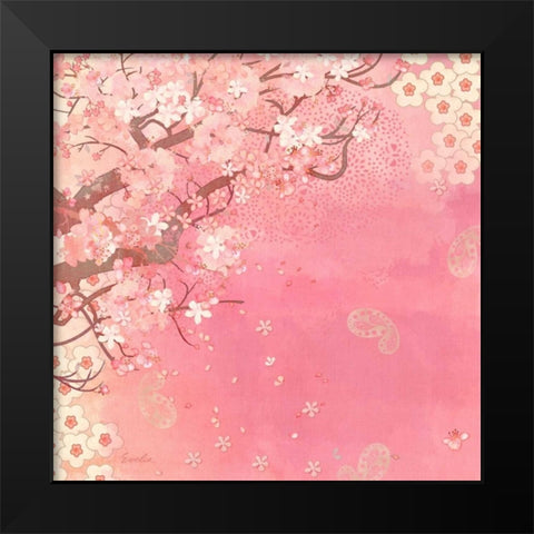 Tokyo Cherry II Black Modern Wood Framed Art Print by Evelia Designs