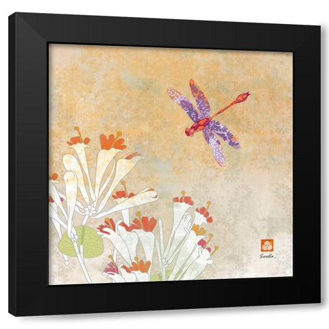 Dragonfly Lustre I Black Modern Wood Framed Art Print by Evelia Designs