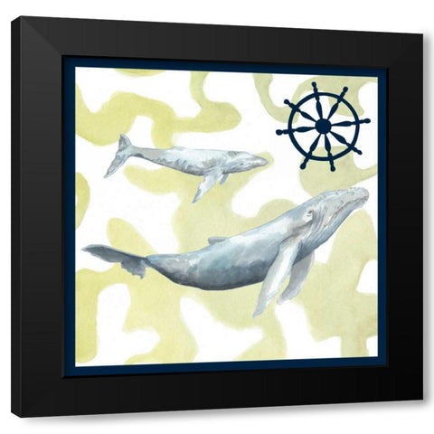 Whale Composition I Black Modern Wood Framed Art Print with Double Matting by Meagher, Megan