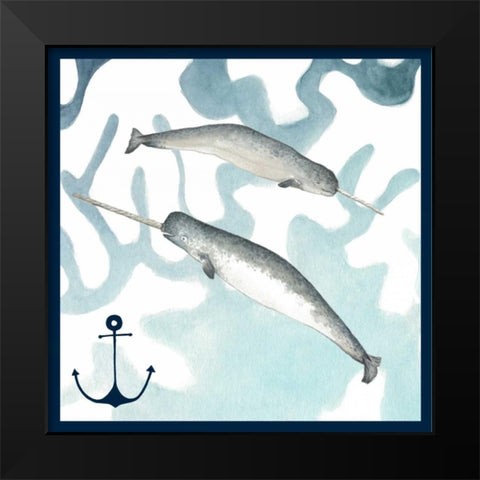 Whale Composition II Black Modern Wood Framed Art Print by Meagher, Megan