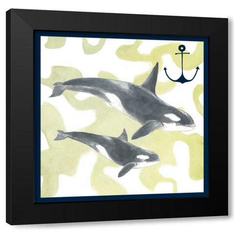 Whale Composition III Black Modern Wood Framed Art Print with Double Matting by Meagher, Megan
