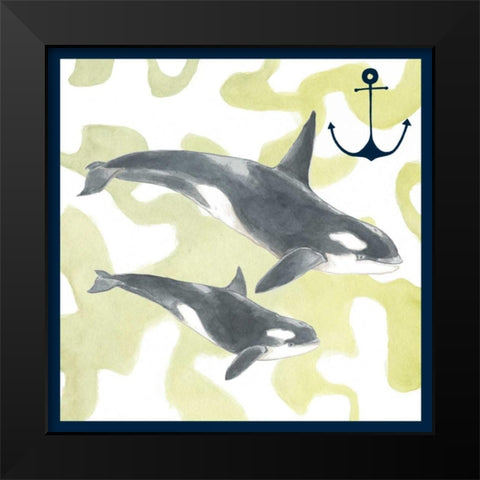 Whale Composition III Black Modern Wood Framed Art Print by Meagher, Megan