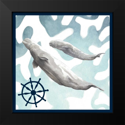 Whale Composition IV Black Modern Wood Framed Art Print by Meagher, Megan