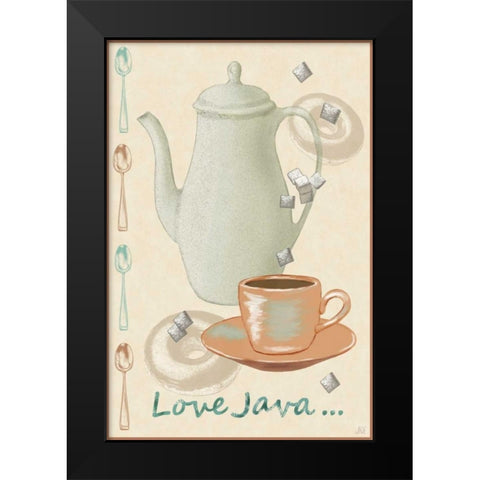 Love Java Black Modern Wood Framed Art Print by Reynolds, Jade