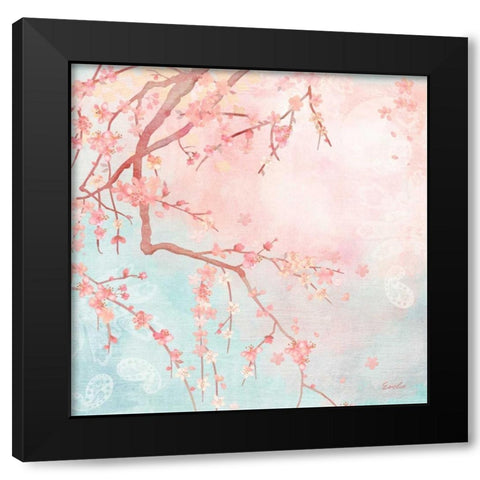 Sweet Cherry Blossoms IV Black Modern Wood Framed Art Print by Evelia Designs