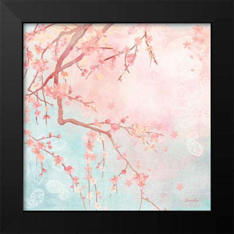 Sweet Cherry Blossoms IV Black Modern Wood Framed Art Print by Evelia Designs