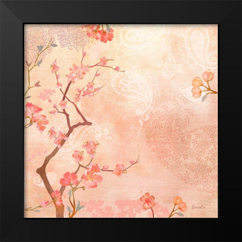 Sweet Cherry Blossoms VI Black Modern Wood Framed Art Print by Evelia Designs
