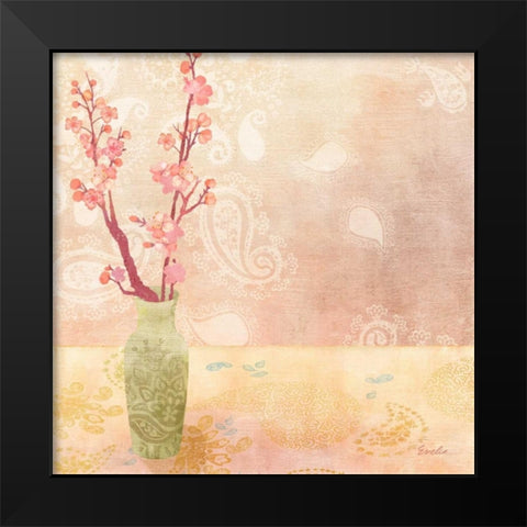 Vase of Cherry Blossoms I Black Modern Wood Framed Art Print by Evelia Designs