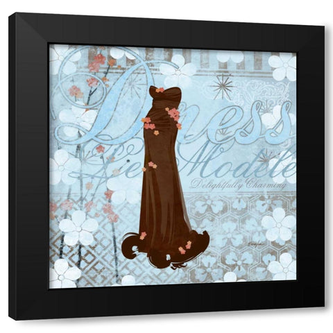 Haute in Blue I Black Modern Wood Framed Art Print by Evelia Designs