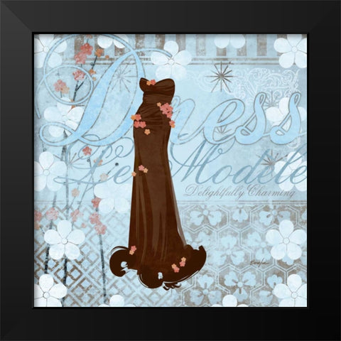 Haute in Blue I Black Modern Wood Framed Art Print by Evelia Designs