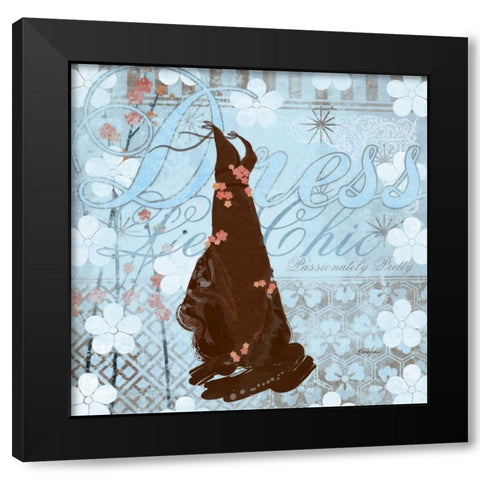 Haute in Blue II Black Modern Wood Framed Art Print with Double Matting by Evelia Designs