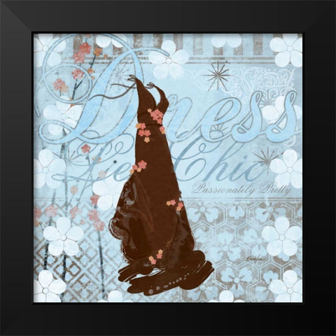 Haute in Blue II Black Modern Wood Framed Art Print by Evelia Designs