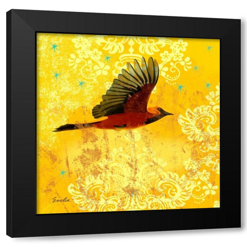 Oriole and Cartouche III Black Modern Wood Framed Art Print with Double Matting by Evelia Designs