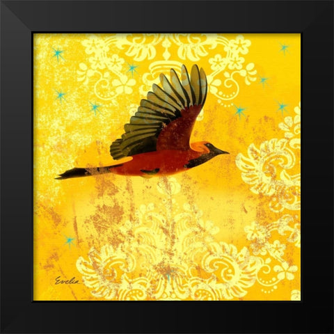 Oriole and Cartouche III Black Modern Wood Framed Art Print by Evelia Designs