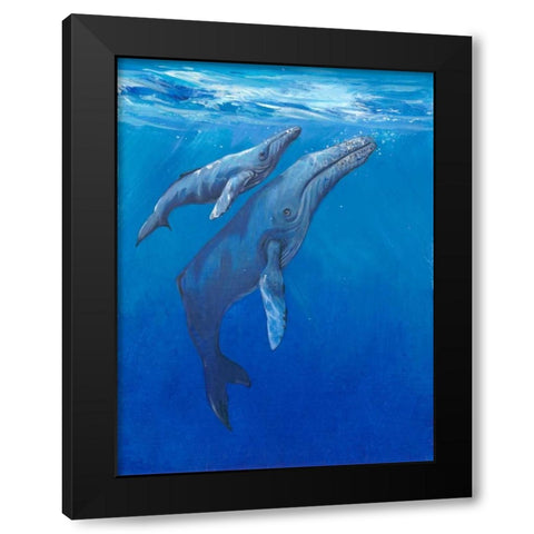 Under Sea Whales I Black Modern Wood Framed Art Print by OToole, Tim
