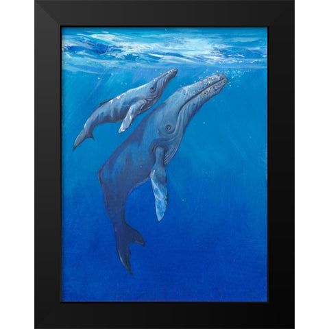 Under Sea Whales I Black Modern Wood Framed Art Print by OToole, Tim
