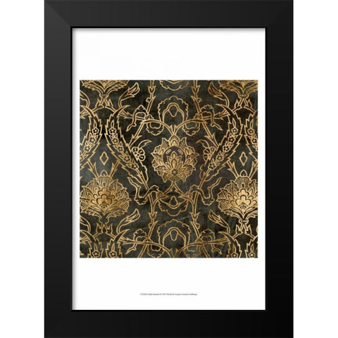 Golden Damask II Black Modern Wood Framed Art Print by Goldberger, Jennifer