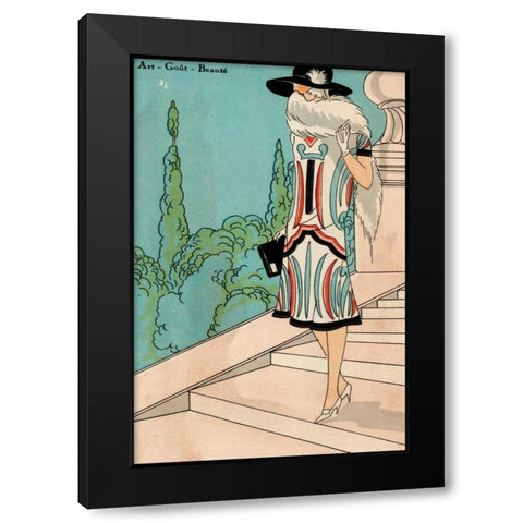 Vintage Couture V Black Modern Wood Framed Art Print with Double Matting by Unknown