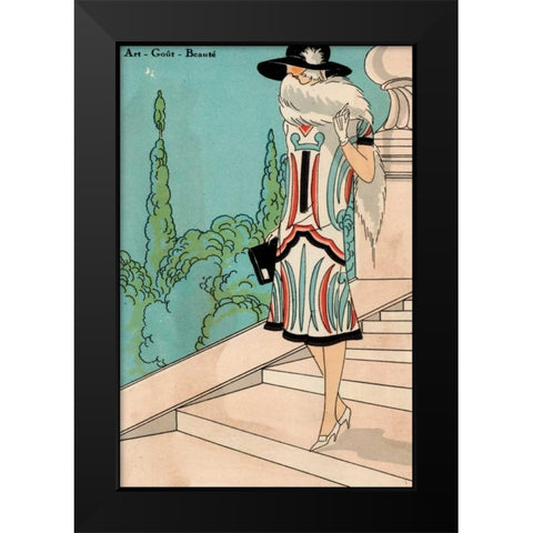 Vintage Couture V Black Modern Wood Framed Art Print by Unknown