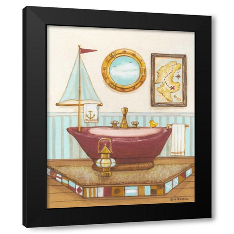 Nautical Bath I Black Modern Wood Framed Art Print by Russell, Wendy
