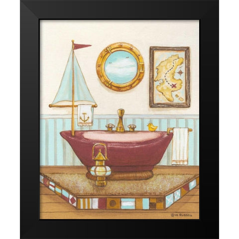 Nautical Bath I Black Modern Wood Framed Art Print by Russell, Wendy