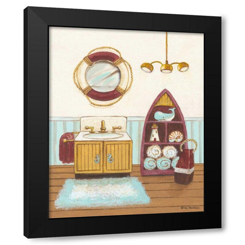 Nautical Bath II Black Modern Wood Framed Art Print with Double Matting by Russell, Wendy
