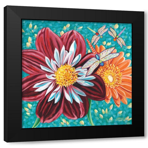 Dragonfly on Blooms I Black Modern Wood Framed Art Print with Double Matting by Vitaletti, Carolee