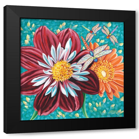 Dragonfly on Blooms I Black Modern Wood Framed Art Print by Vitaletti, Carolee